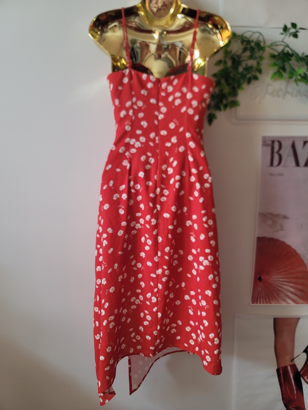 Finders Keepers Red Floral Wrap-Style Midi Dress - Picture 4 of 7